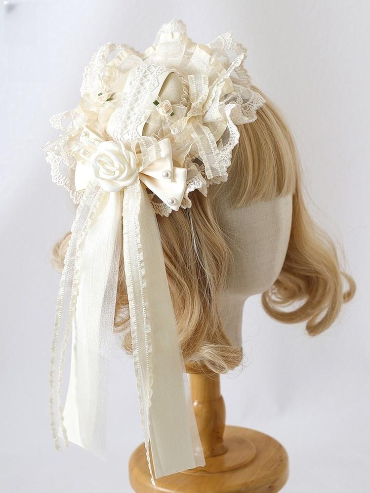 Xiaogui - Lace Lolita Headdress Set With Bow/Ruffle Details