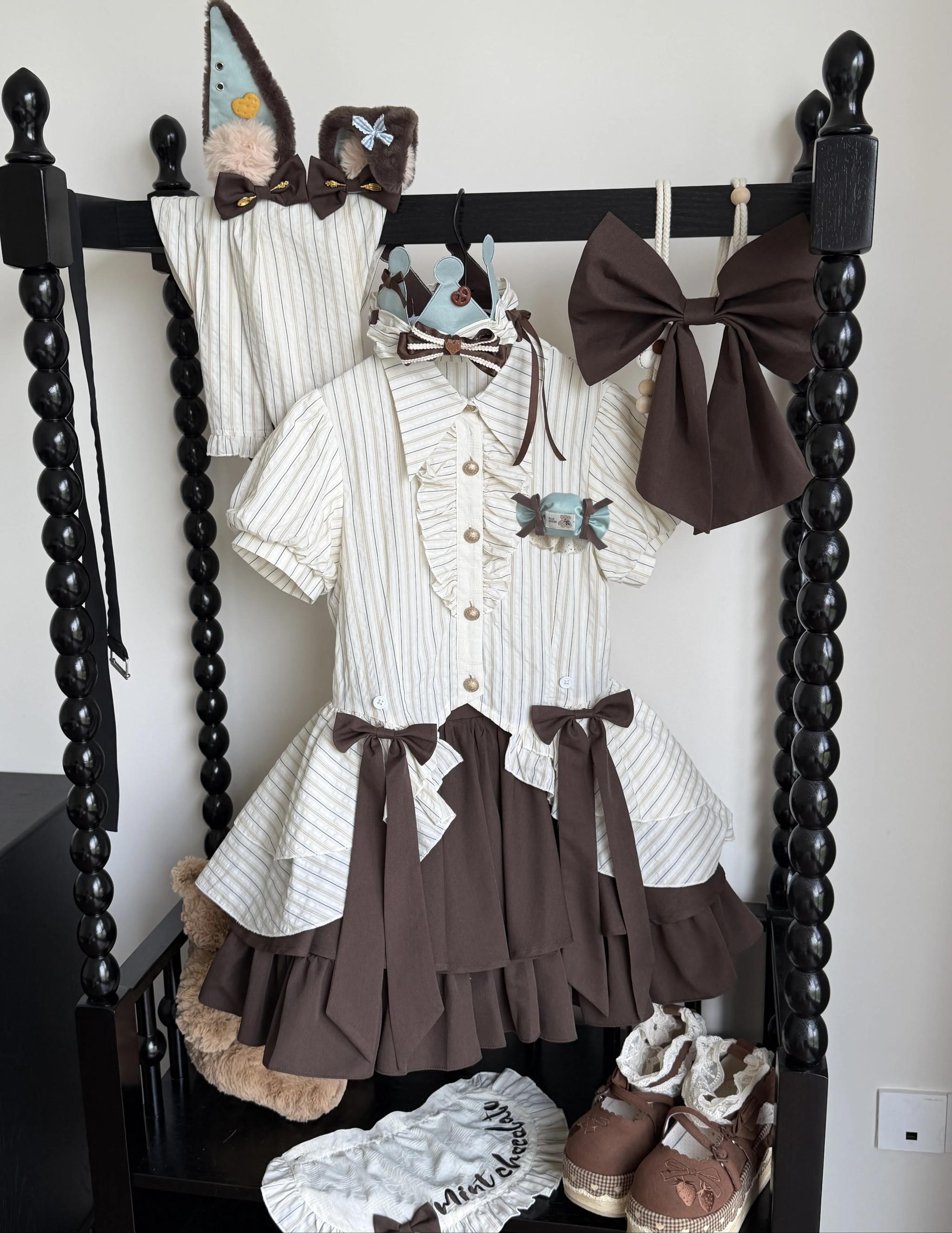 Dream Volley - Mint Chocolate Ouji Lolita Shorts or Skirt Set (2XL L M S XL) 45783:862330