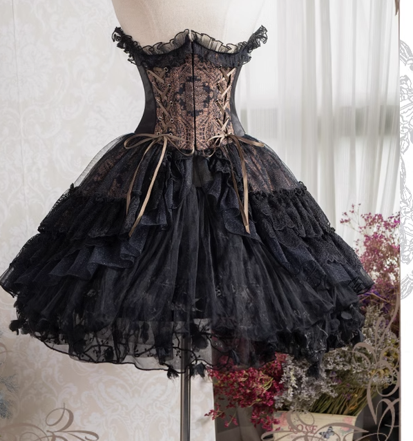 Neo Ludwig~Elegant Lolita Fishbone Corset Tail Dress   