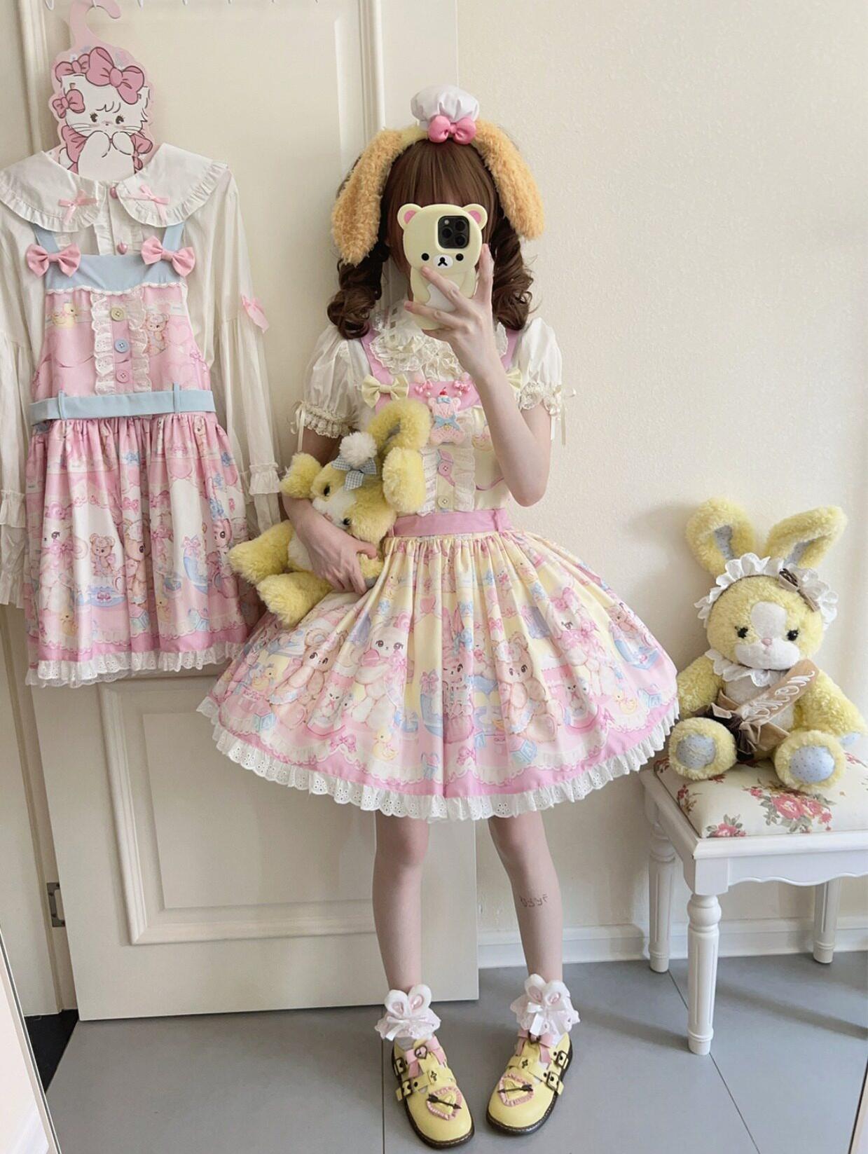 Bear Sweet - Printed Sweet Lolita Salopette Dress 44870:829574