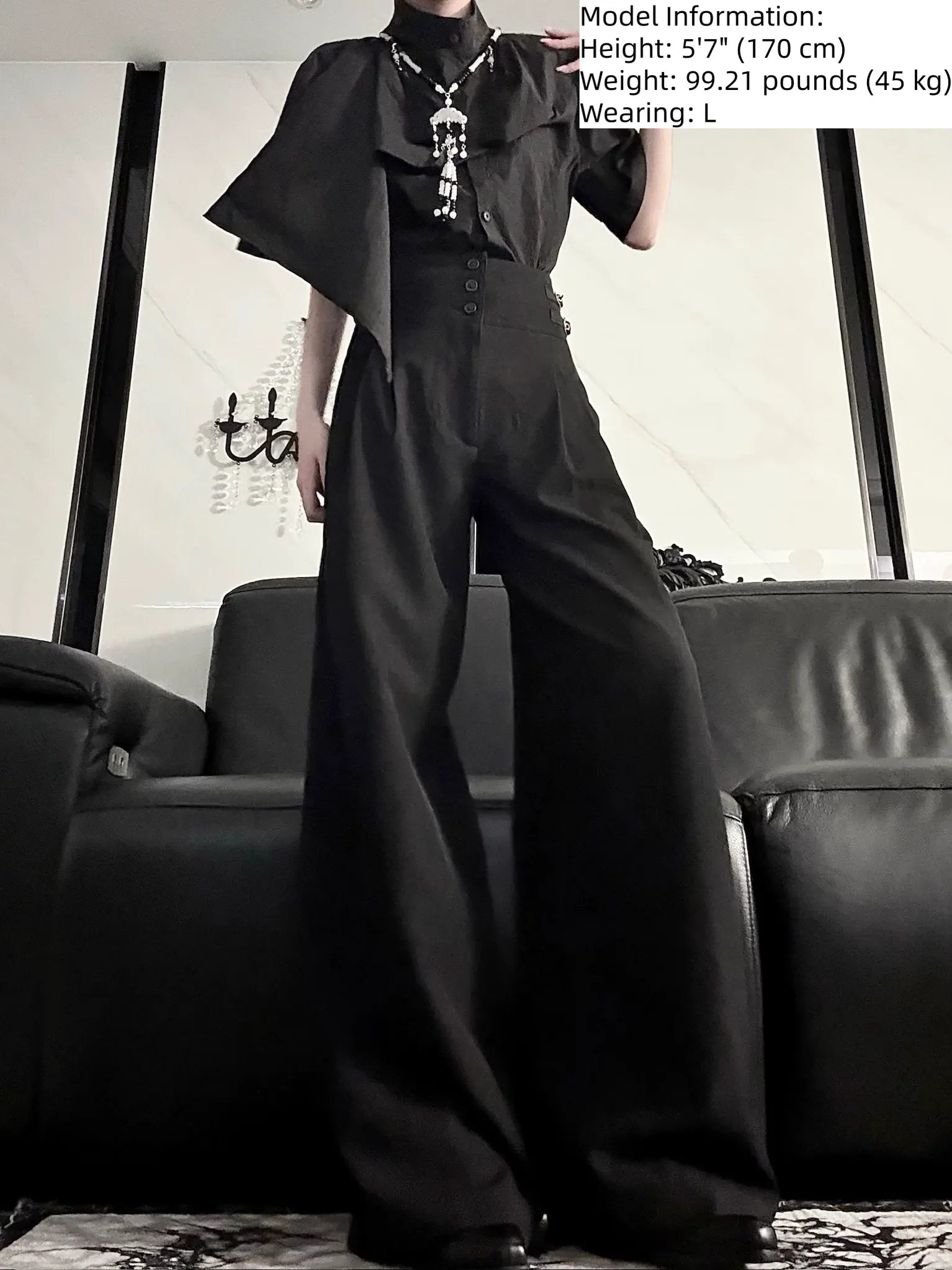 Knight Pants - Ouji Lolita High Waist Wide-Leg Straight Pants 45772:861950