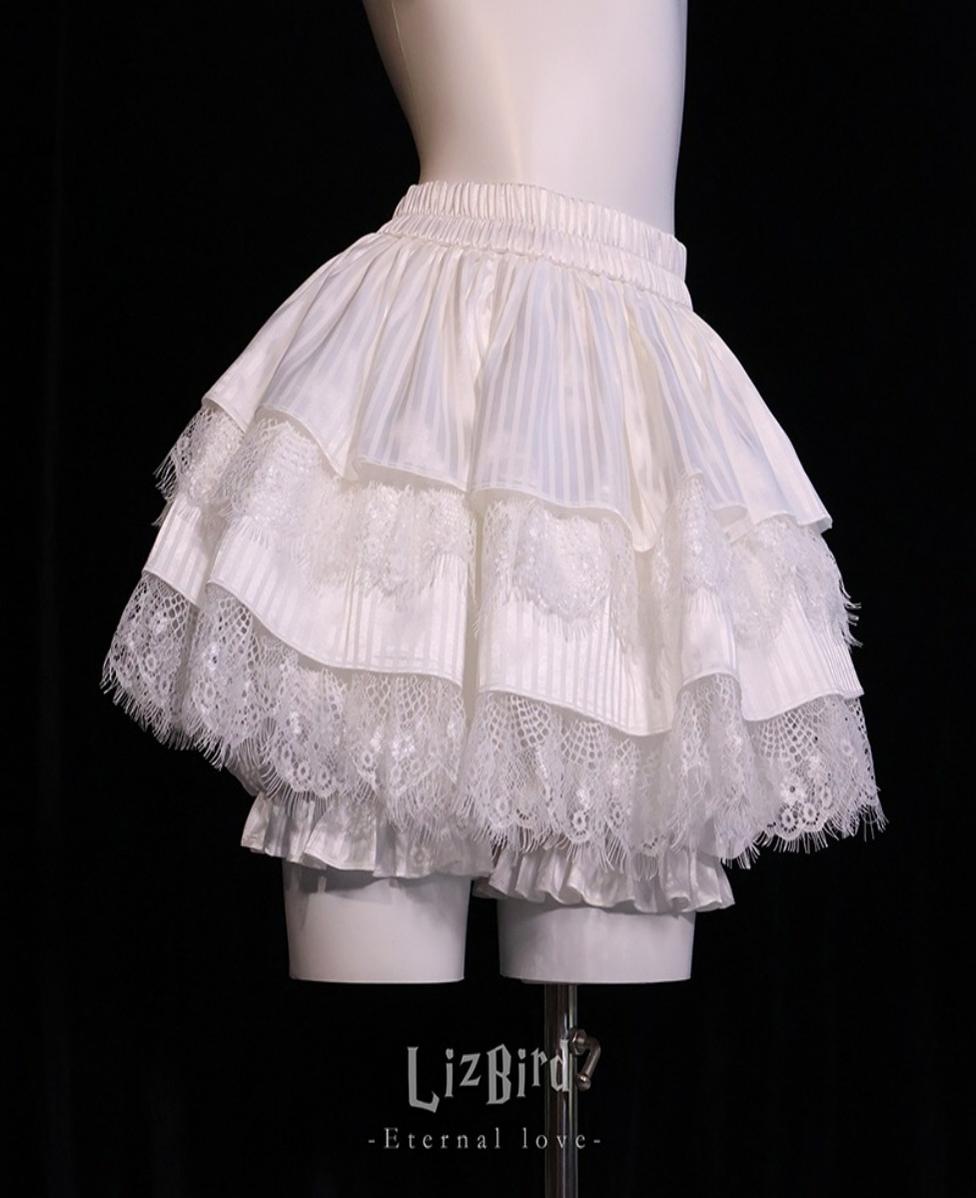 LizBird~Lolita Cake Petticoat with Built-in Leggings & Inner Organza White F