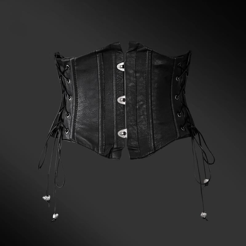 Caged Bird Hotel - Bone Theater - Gothic Lolita Waist Corset Black Slimming Corset PU Small size (59~79cm waist)