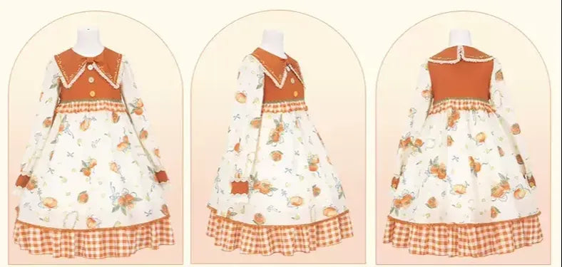 Mademoiselle Pearl~Persimmon~Autumn Persimmon Print Lolita OP JSK SK Dress 29100:396084