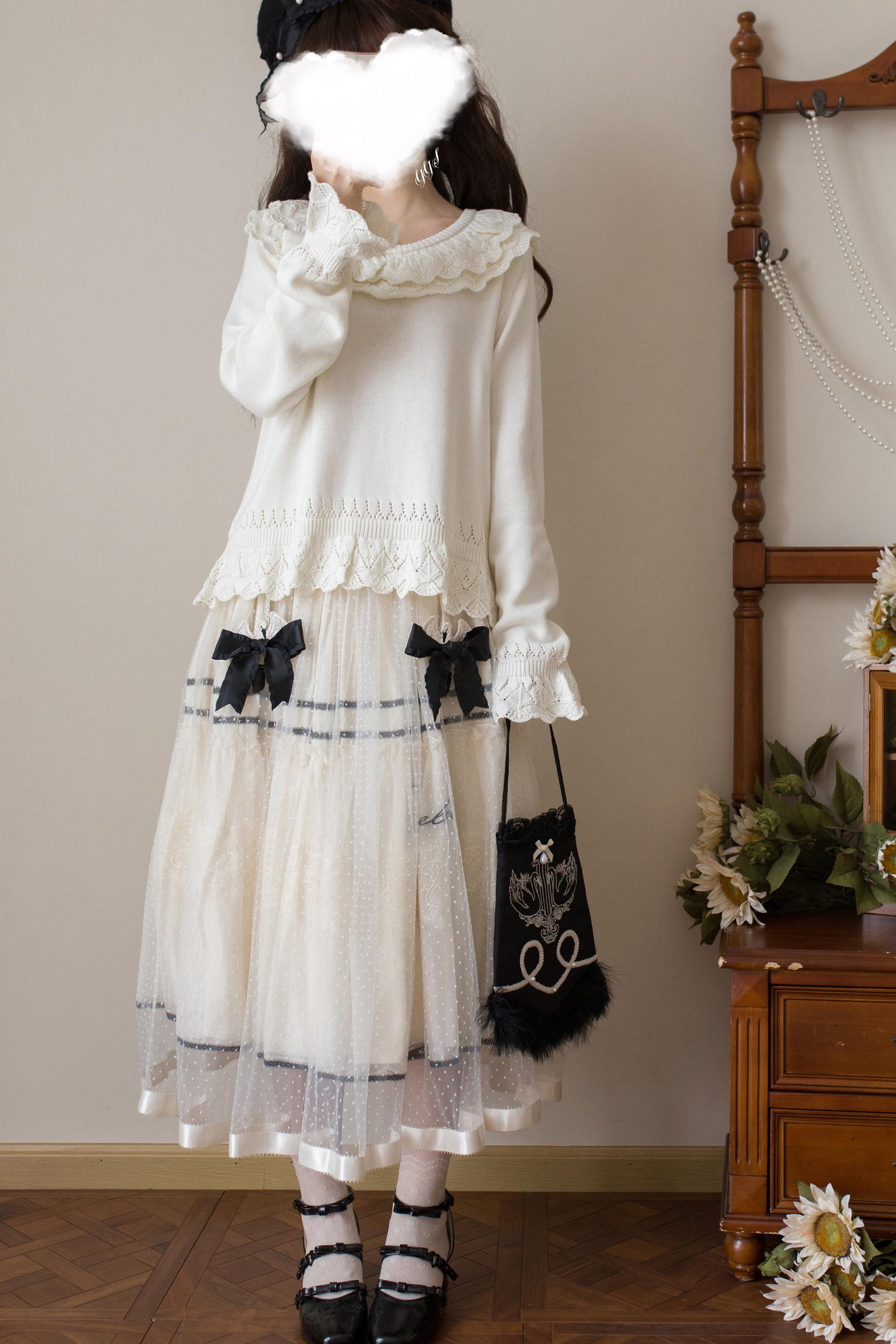 MIST - Nana - Sweet Lolita Sweater, Detachable Bow 44201:798386