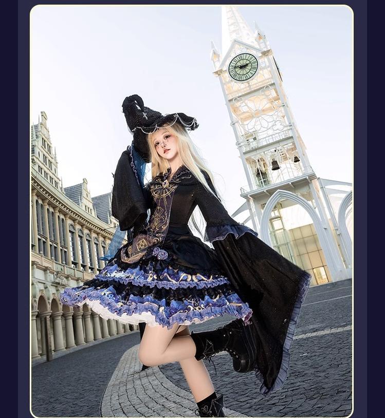 YingLuoFu - Astro Cat - Gothic Lolita OP Suit Witch Lolita Dress and Shawl