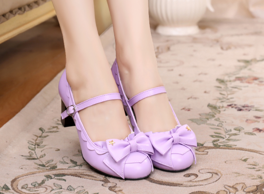 Sosic - Ode to Luan - Sweet Lolita High Heel Bow Shoes purple color 33