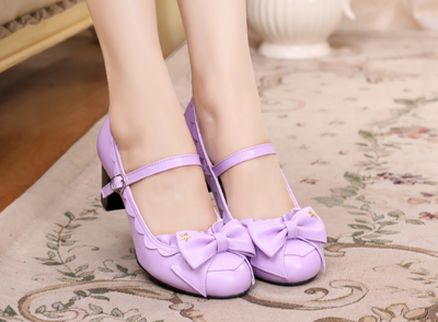 Sosic~Ode to Luan~Sweet Lolita High Heel Bow Shoes purple color 33 