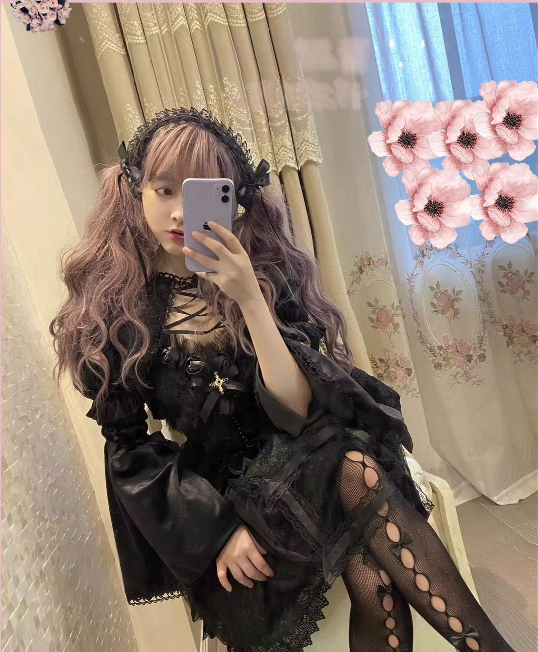 Doujiang~Rose Cage~Gothic Lolita Dress Black Suspender Dress   