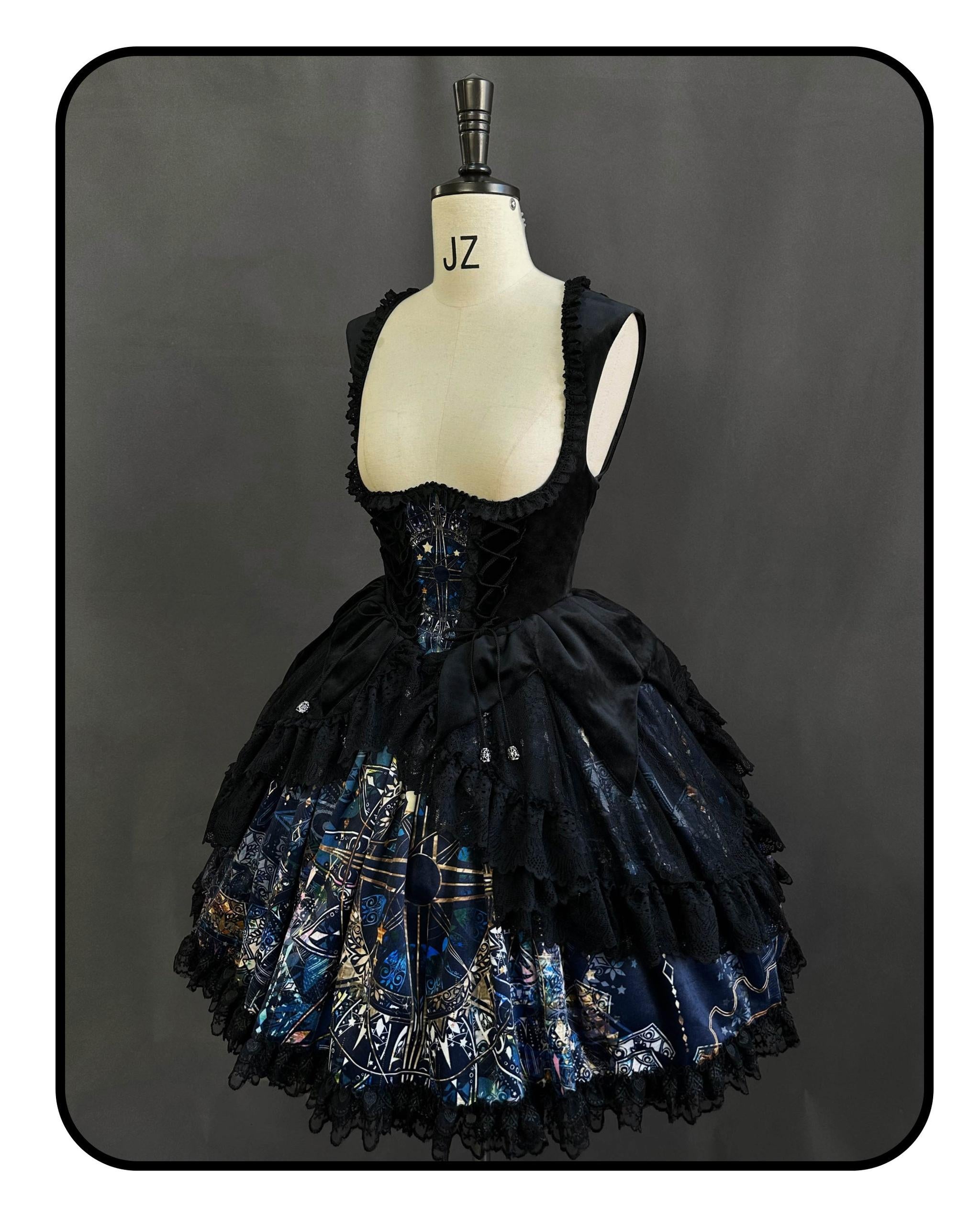 Night Traveler - Gothic Lolita Skirt Long Coat Long-Sleeved Shirt and Bustier (L M S XL) 42119:812675