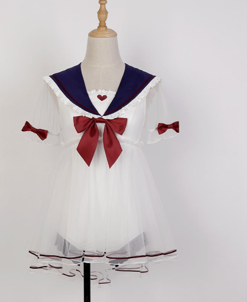Your Princess ~Summer Sailor Collar Kawaii Lolita Swimsuit OP S sailor collar OP 