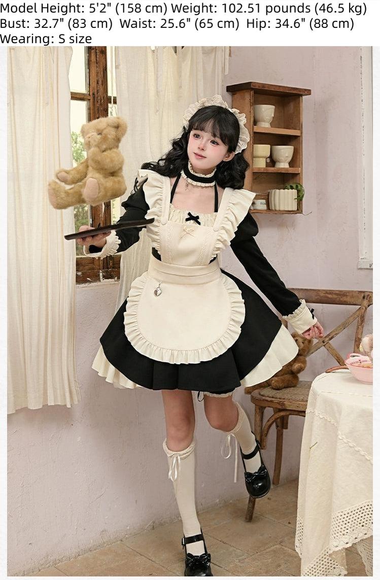 With PUJI - Suki - Maid Lolita OP Set, Detachable Apron, Juliet Sleeve