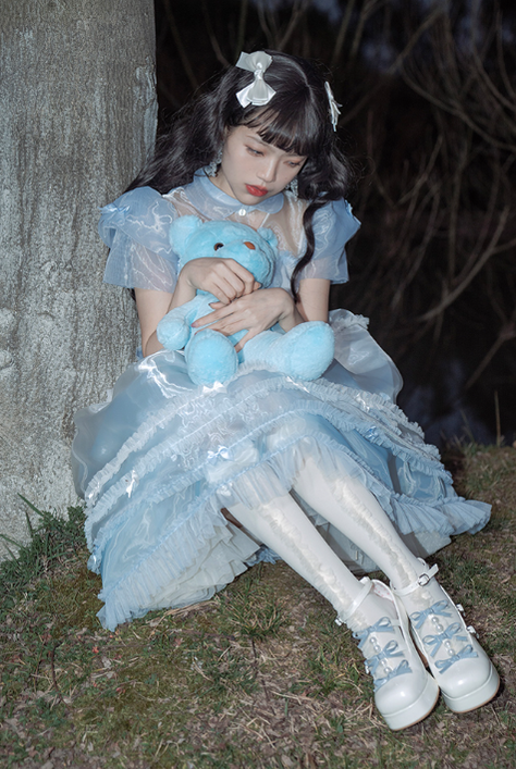 Pure Tea For Dream~Sweet Lolita Platform Pearl Bow Shoes 16296:217874