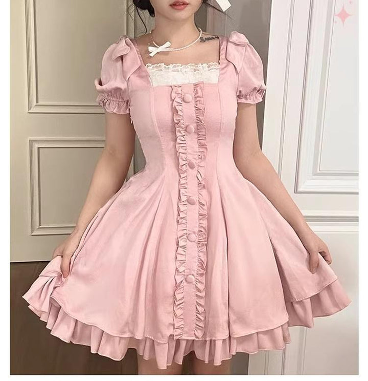 Sweet Wood~Plus Size Lolita OP Dress Summer Dress S Short version-light pink OP 