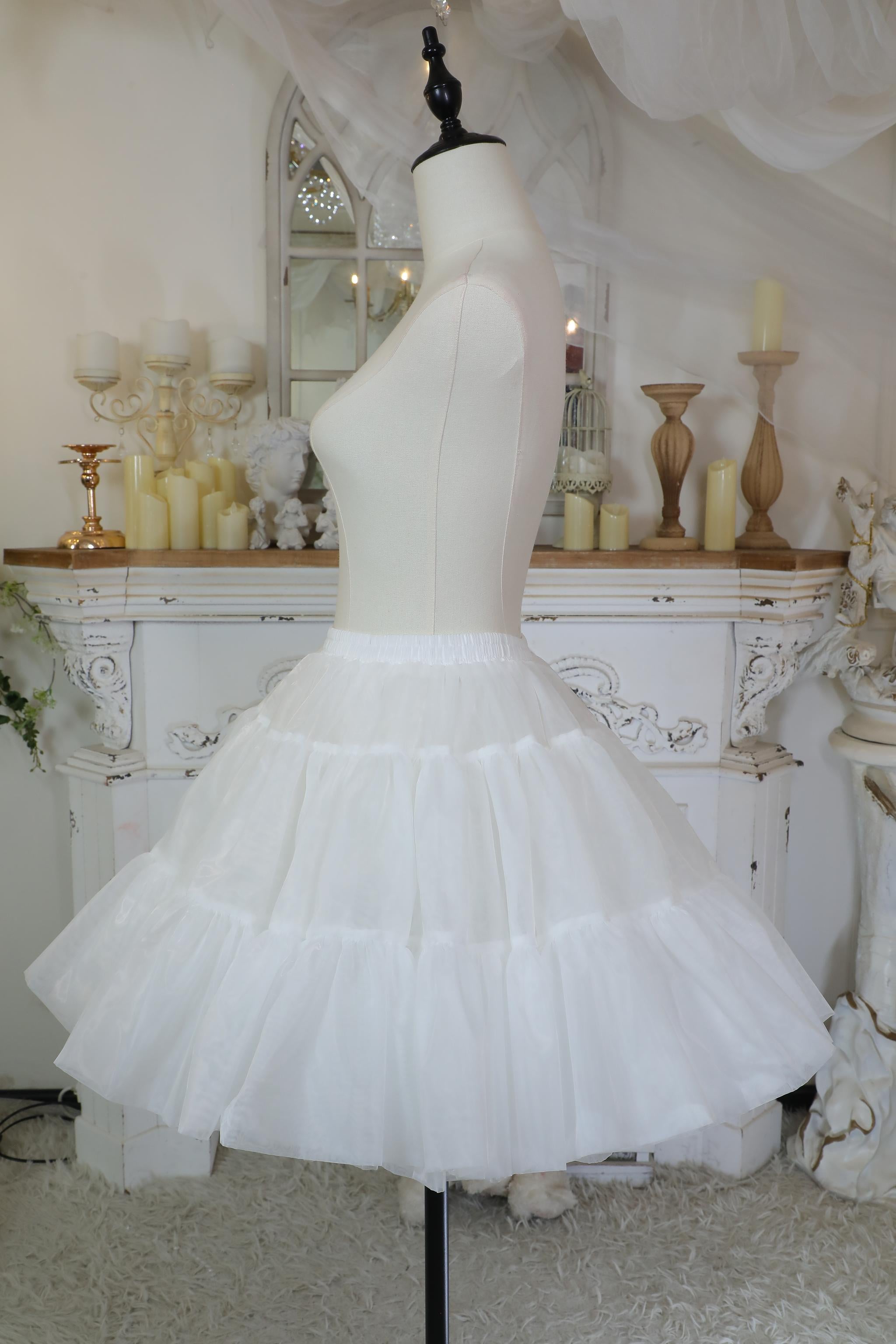 Noloria - White Puffy Lolita Petticoat, 17.7" (45 CM), Cotton Lining
