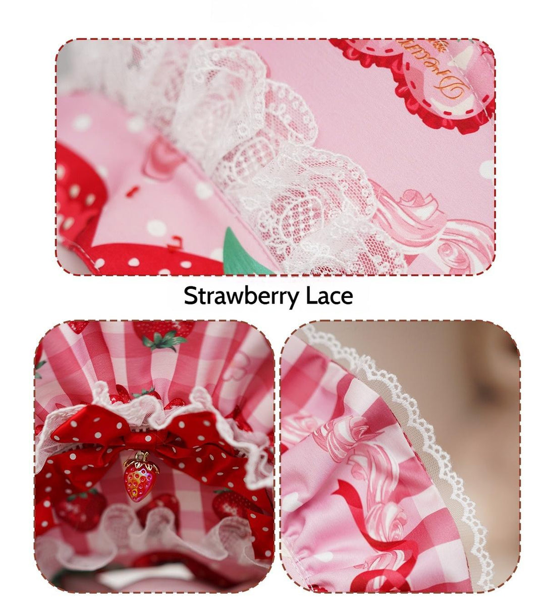 Mengfuzi~Strawberry~Sweet Lolita BNT Strawberry Print Detachable Sleeves