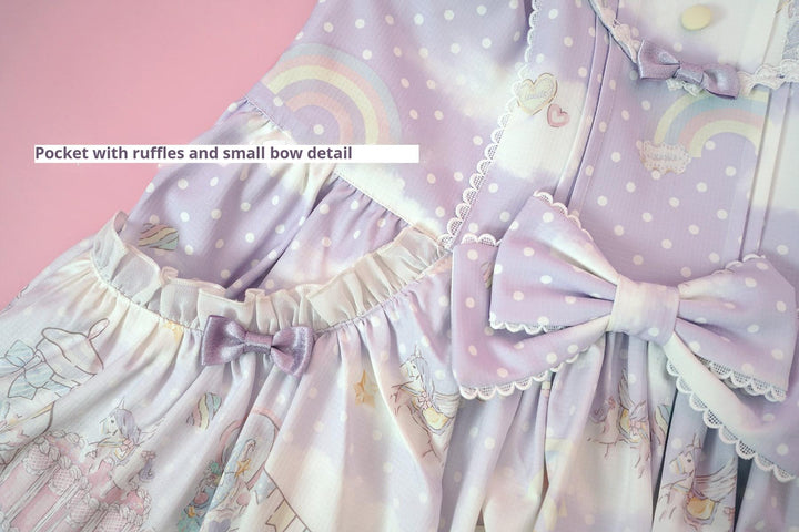 Vcastle~Unicorn Sugar Party~Kawaii Lolita Salopette Suit with Unicorn Hood 42110:738717