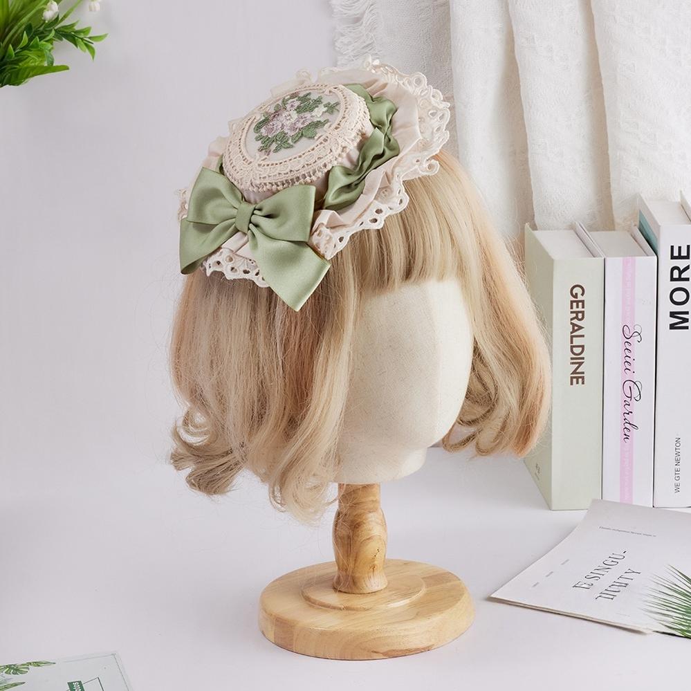 Sugar Time - Sweet Lolita Top Hat, Floral Embroidery
