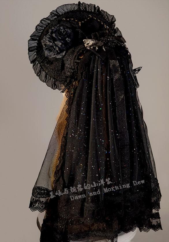 Dawn and Morning - Classic Lolita Accessories Elegant Lolita Headdress Veil only Black