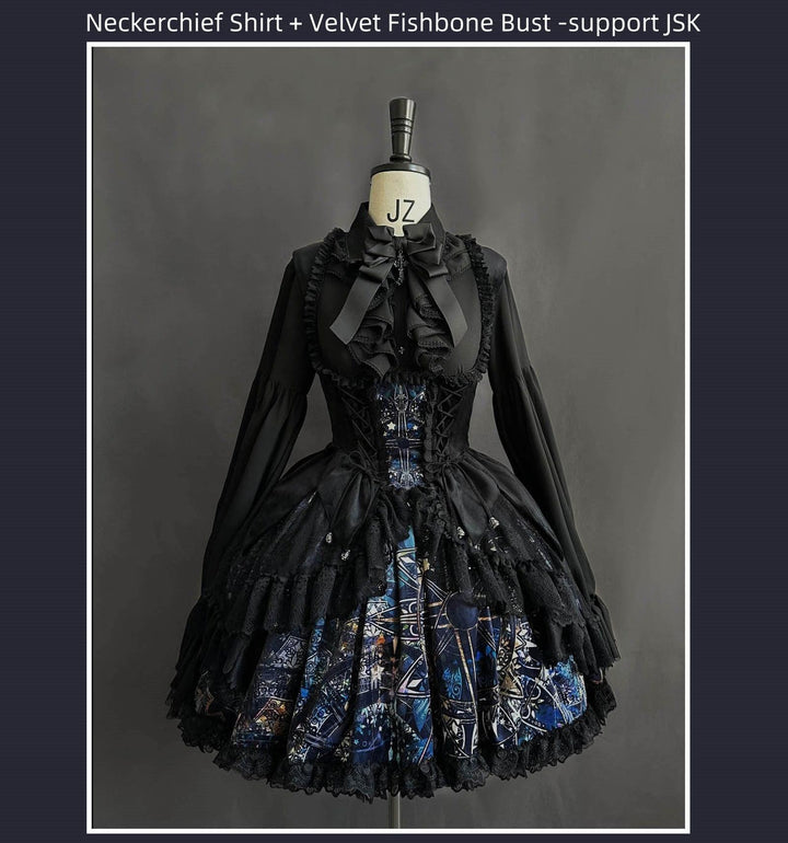 SUSIN~Night Traveler~Classic and Elegant Gothic Dress with Colorful Window Prints