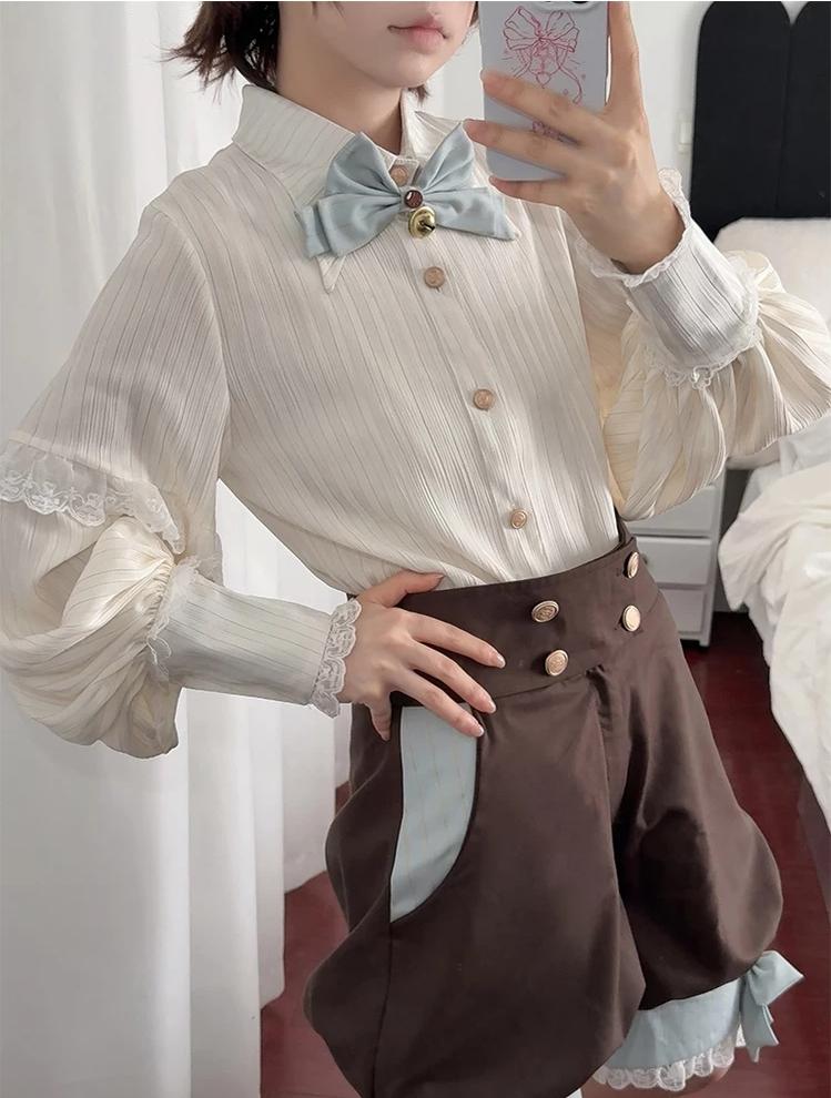 Candy Shop - Mint-chocolate Ouji Lolita Vest, Blouse and Shorts Outfit 45771:861893