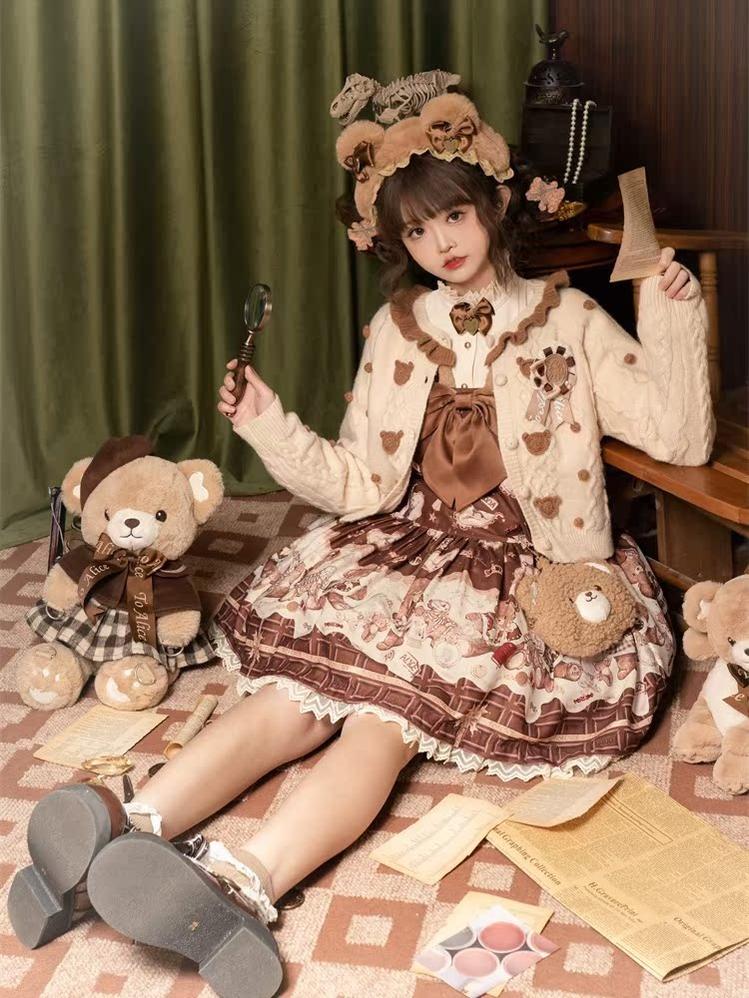 To Alice~Dear Dolls~Sweet Lolita Salopette Bear Print Dress