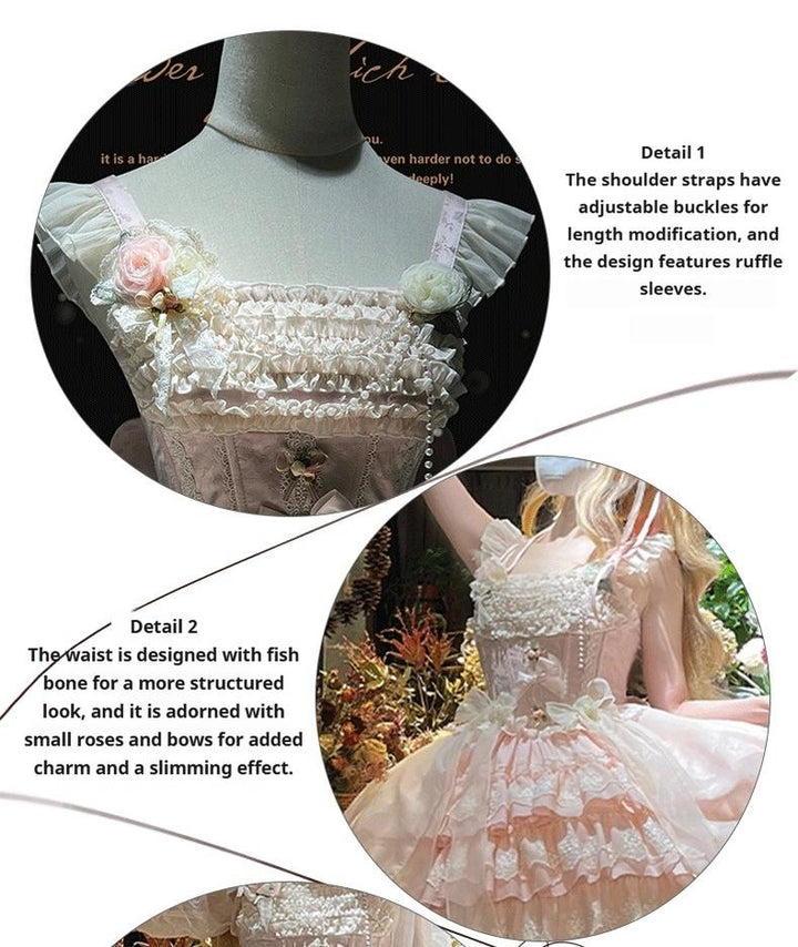 ZhiJinYuan~Tears of the Rose~Sweet Lolita JSK Mini Lolita Ballet Short Dress