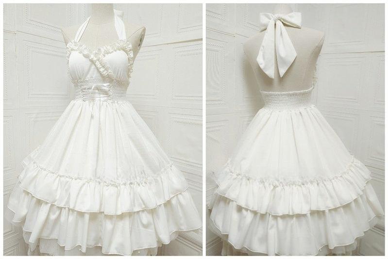 Classic Lolita Halter Neck JSK Dress, Double Layered Skirt 44663:817995