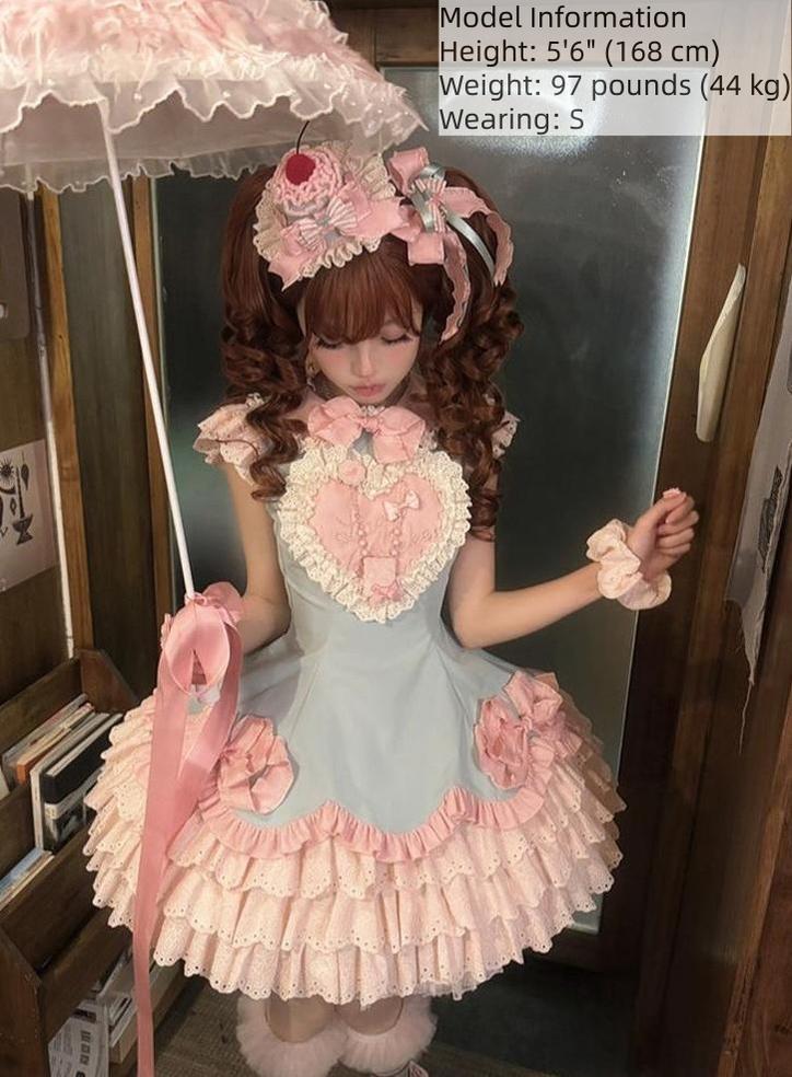 Bafei Honey Words - Sweet Lolita Embroidery JSK Dress, Tiered Hem