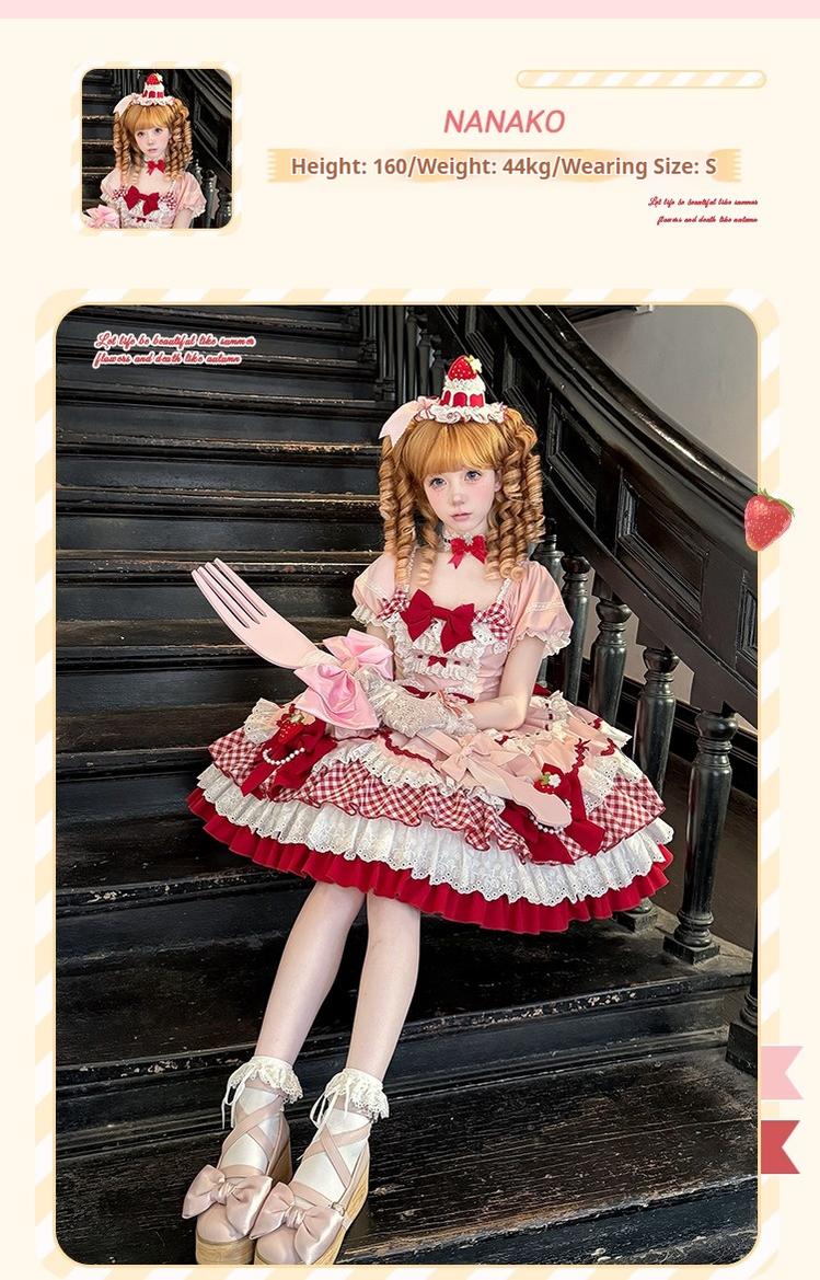 Sakurahime~Berry Sweetheart~Sweet Lolita OP Suit Old School Lolita Dress and Top Hat