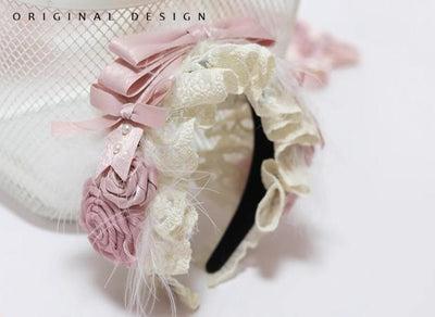 (BFM)The Accessories' Story~Satin Ballet~Sweet Pink Lolita Headdress Feather Bow   