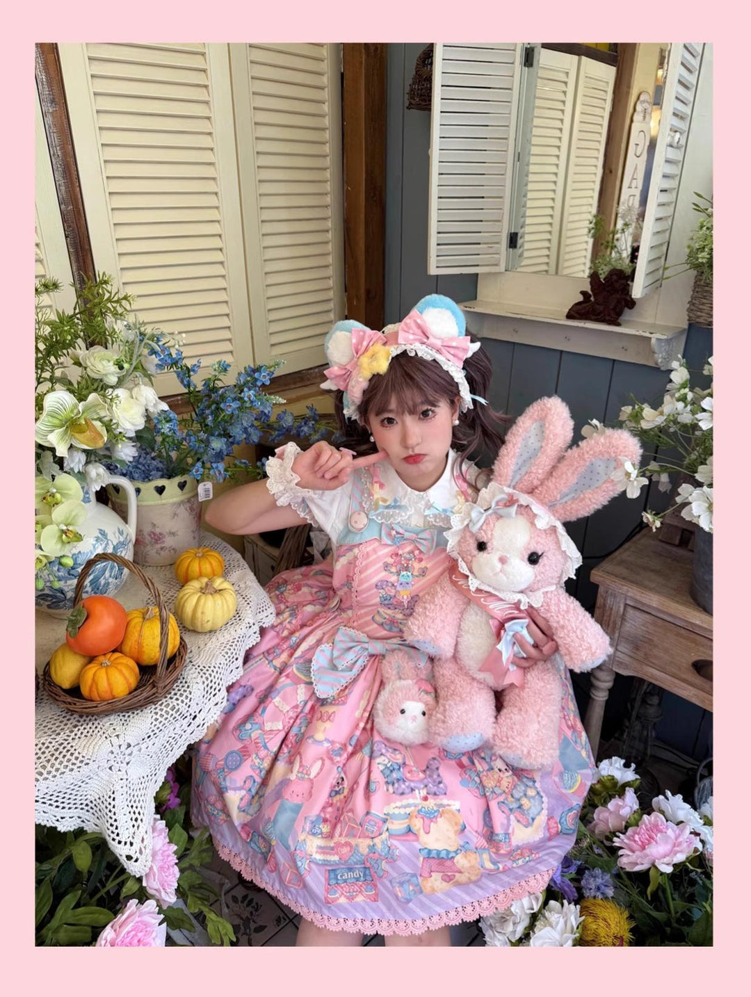Star Fantasy~Rainbow Buffet Bunny~Candy-Like Kawaii Lolita Dress Suit with Plus Size Shirt
