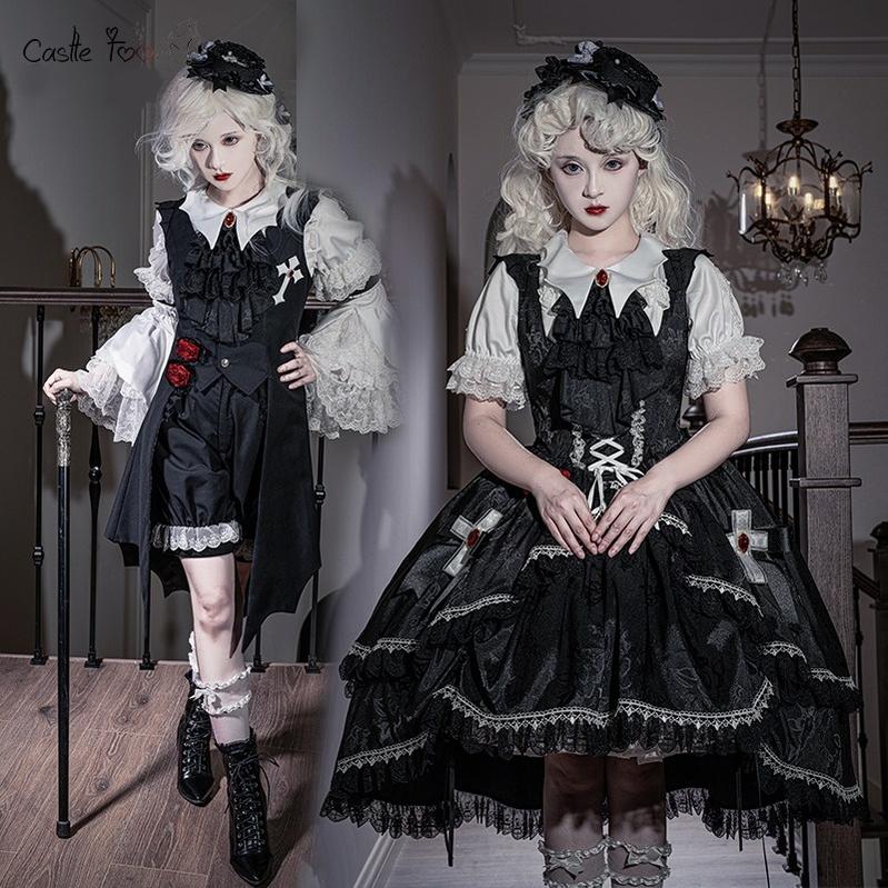 CastleToo~Night Rose~Elegant Ouji Lolita Suits With Lolita JSK And Shorts 39558:626690