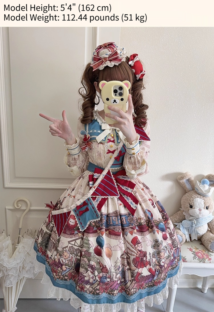 Urtto - Flower Street Parade - Kawaii Lolita JSK Dress, Circus Print