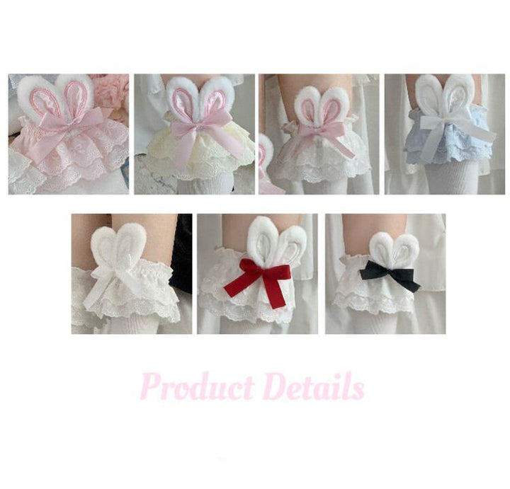 Roji roji~Cotton Lolita Bunny Ear Socks Summer Bow Short Socks