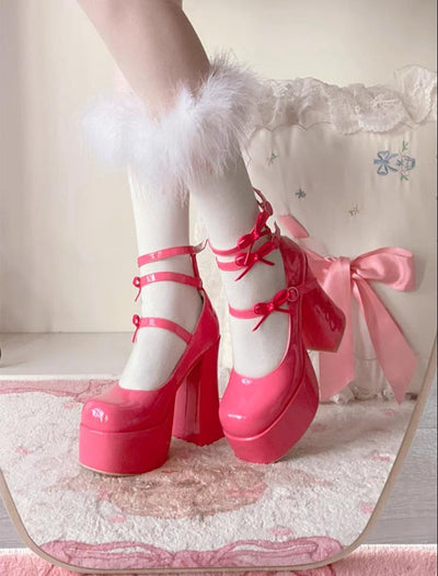 Pure Tea For Dream~Barbie Diary~Sweet Lolita Shoes Bow Platform High Heel Shoes   
