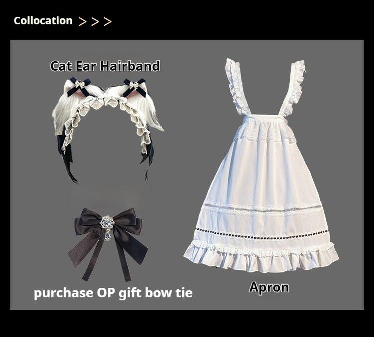 Hezi's Cat Haven~Black Cat Butler~Maid Lolita OP Dress Elegant Black and White Dress 40552:665152