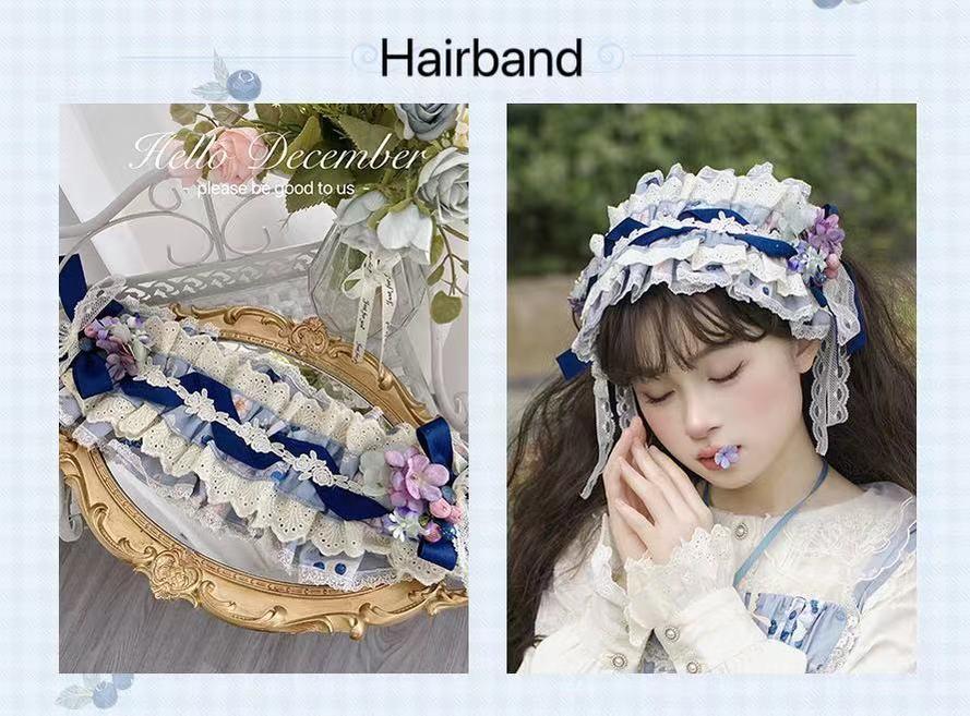 Mieye~Senyu Blueberry~Elegant Lolita Dress Daily Lolita JSK S Hairband 