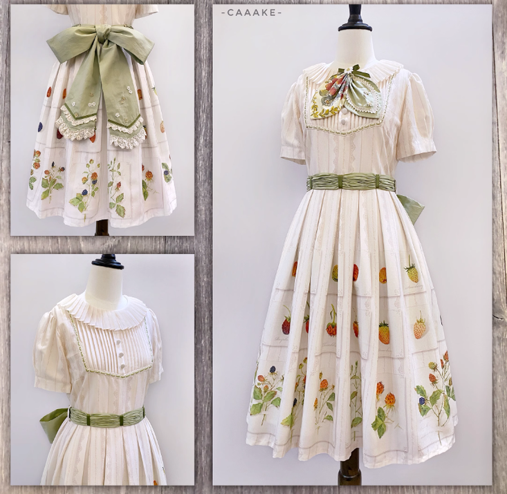 MOU~Moumier&Raspberry~Daily Lolita Dress Beige Short-Sleeve OP   