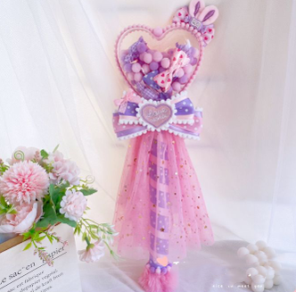 Sweetheart Endless~Sweet Lolita Fairy Wand Handmade Multicolor Heart Shaped purple-pink heart fairy wand  