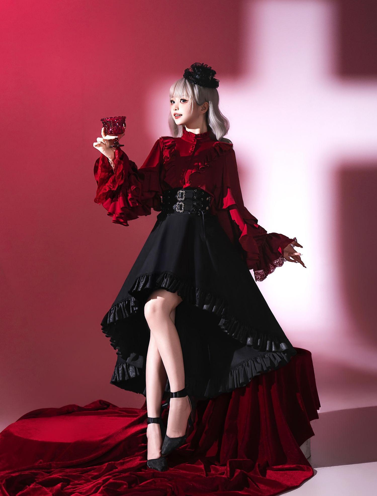 Every Page of The Poem - Night & Day Sonata - Ouji Lolita Princess Sleeve Shirt & Pants Set 44254:800356