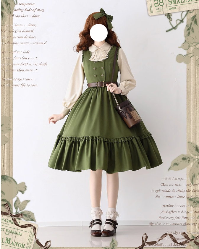 Classical Lolita JSK Dress Flounce Dress Long Sleeve Blouse – 42Lolita