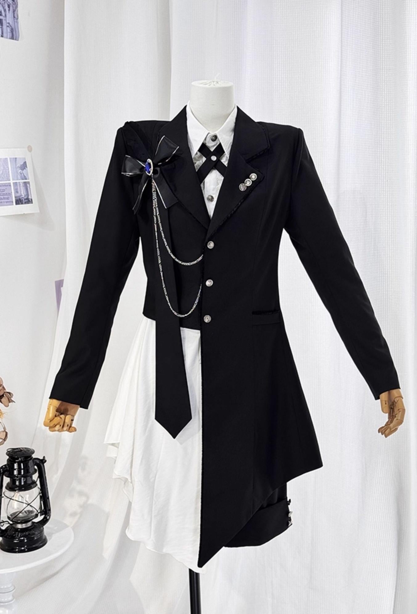 CastleToo - Black Tea Concerto - Ouji Lolita Outfit, Long Vest & Jacket (L M S XL) 44022:792481