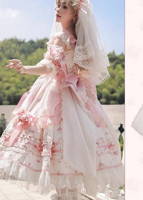 Mademoiselle Pearl~Rose Garden~Elegant Lolita Pink Headdress   