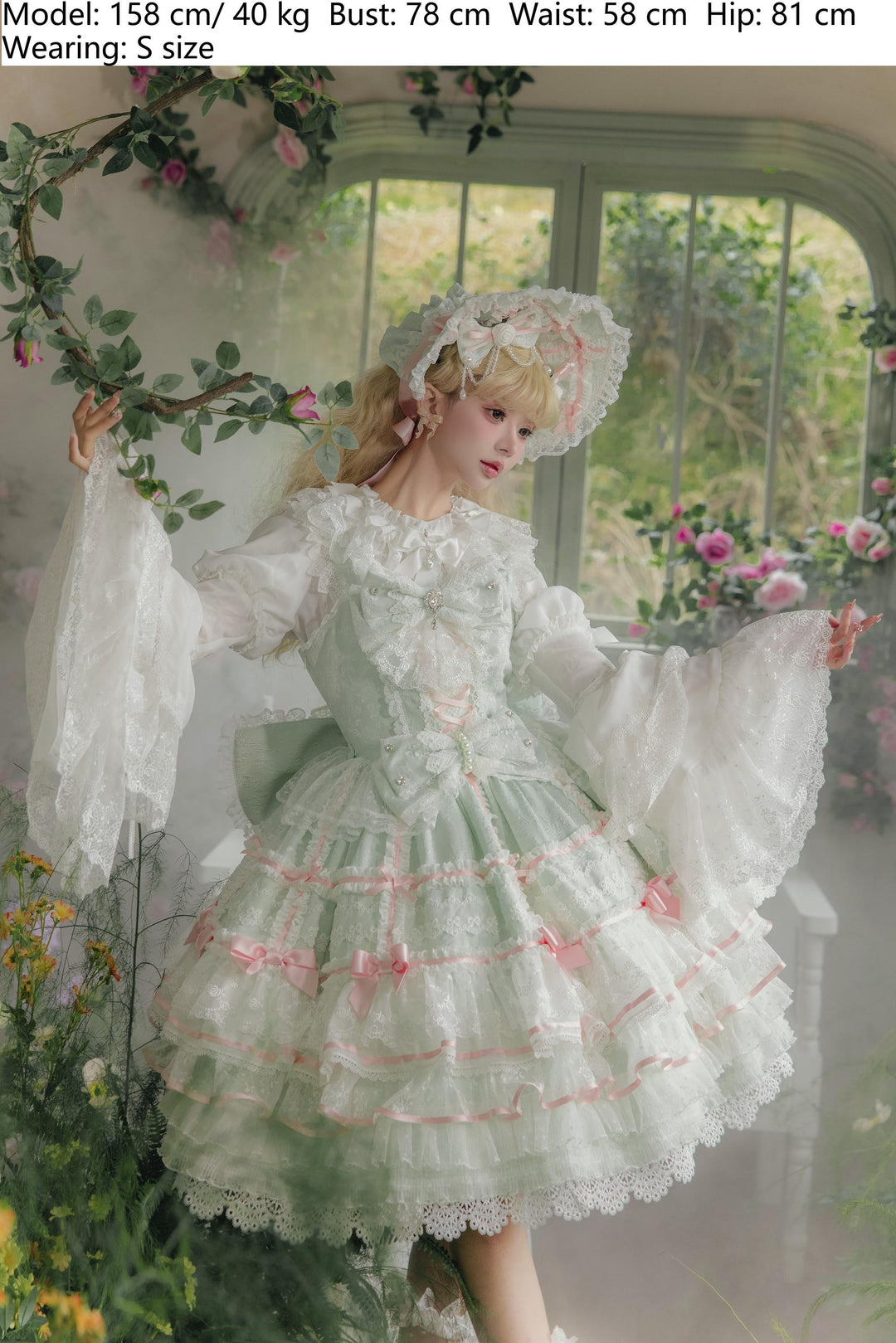 Flower Banquet~Wishing Star~Sweet Wedding Lolita JSK Bridal Lolita Dress