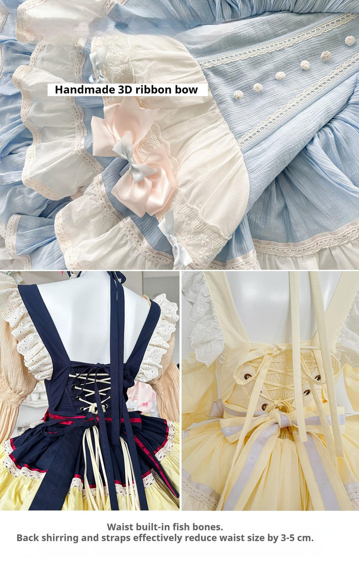 POSHEPOSE~Maid Bunny~Gorgeous Sweet Lolita OP Dress with Detachable Sleeves and Apron 41664:720564