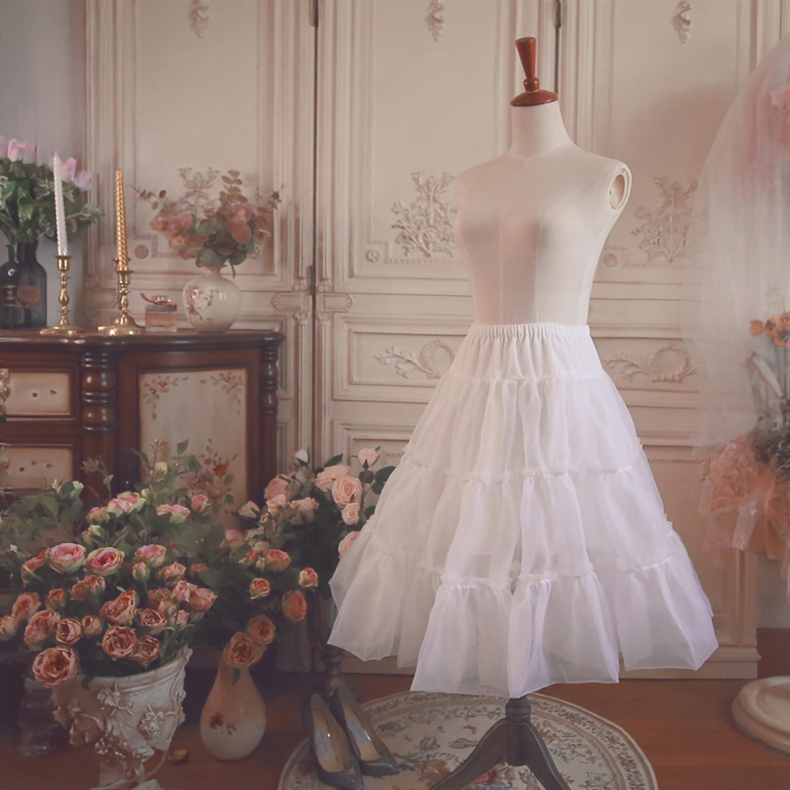 Aurora Ariel - Mini A-line Lolita Petticoat | 23.6" (60 cm), Cotton Lining One Size White