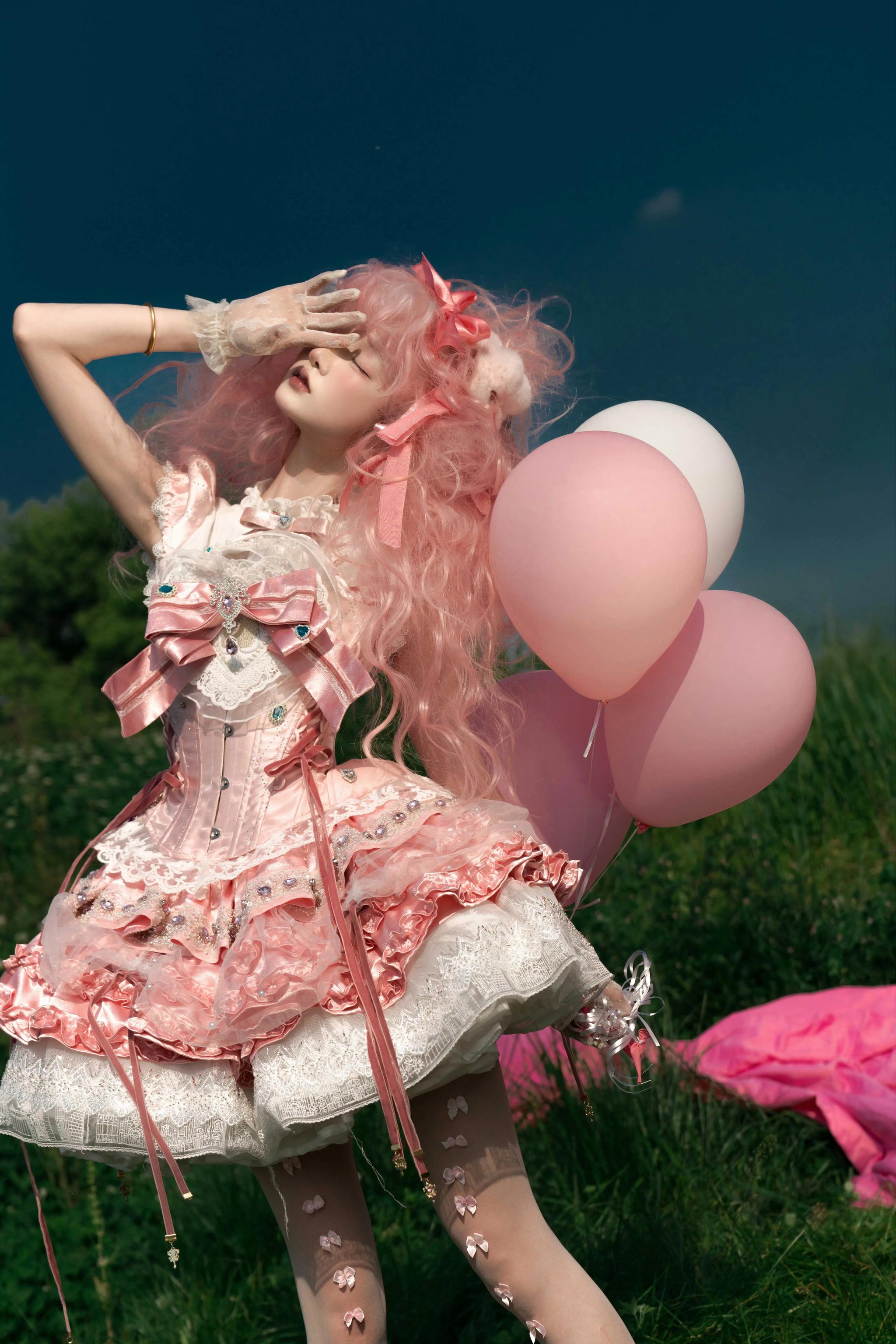 Dream Nuclear Island - Dream Nuclear Bubbles - Pink Sweet Lolita Corset & Tiered SK