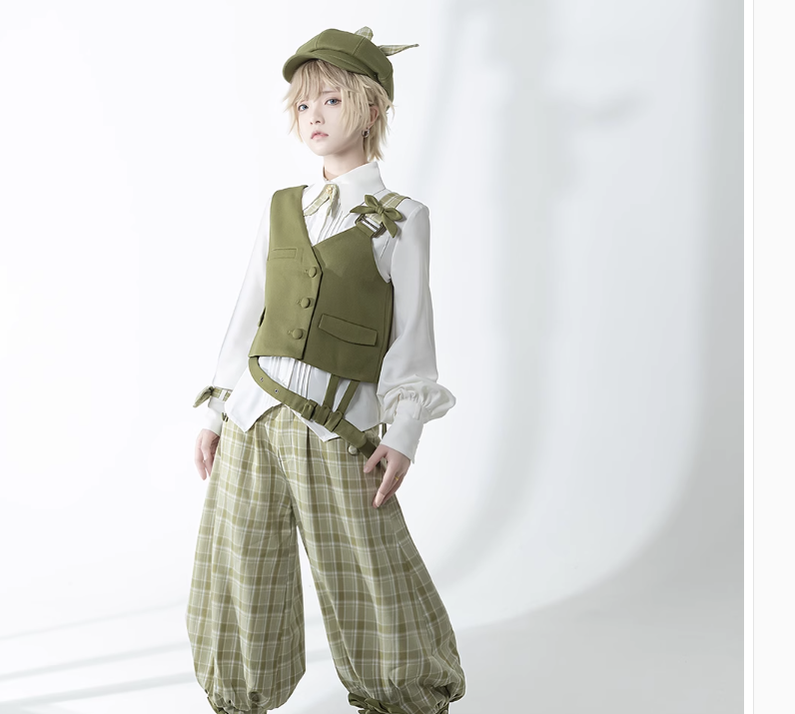 Princess Chronicles - Secret Morning Paper - Ouji Lolita Shirt and Matcha Green Capri Pants