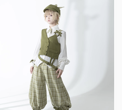 Princess Chronicles~Secret Morning Paper~Ouji Lolita Shirt and Matcha Green Capri Pants   